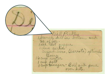 handwritten recipe too faint for lasering