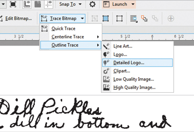 screenshot of coreldraw trace taskbar