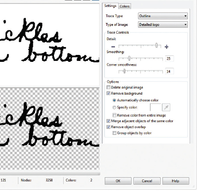 screenshot of coreldraw detailing adjustment